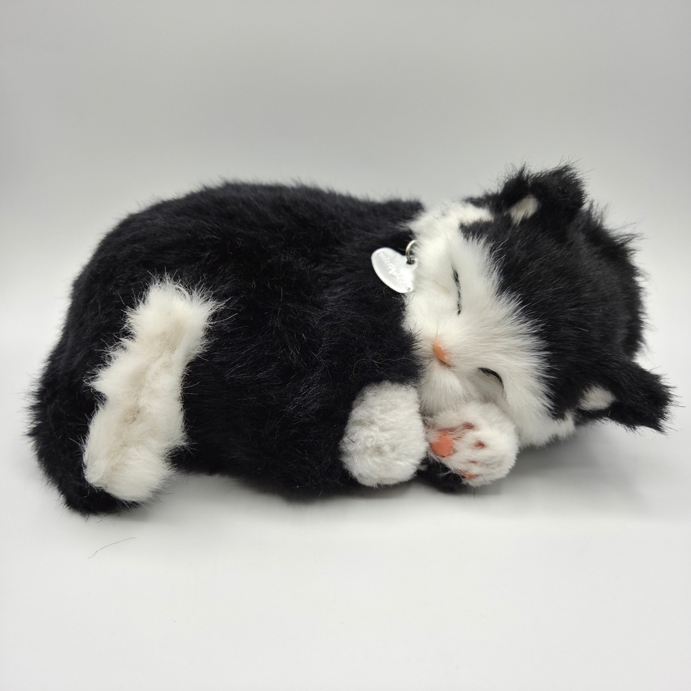 Perfect Petzzz Tuxedo Cat Kids OS Black White Excellent Realistic Sleeping Plush